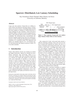 Sparrow: Distributed, Low Latency Scheduling