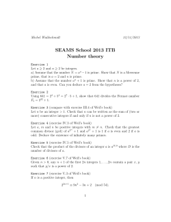 SEAMS School 2013 ITB Number theory