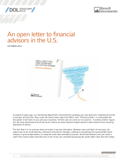 An open letter to financial advisors in the US on DOL