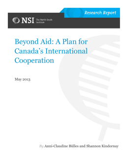 Beyond Aid: A Plan for Canada`s International Cooperation