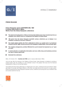 PRESS RELEASE Intesa Sanpaolo opens CANTIERE DEL `900 in