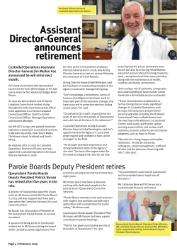 Assistant Director-General announces retirement