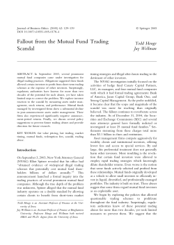Fallout from the Mutual Fund Trading Scandal
