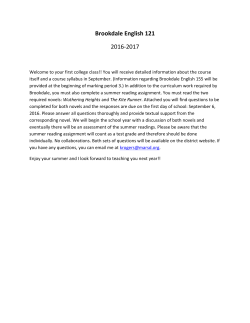 Brookdale Summer Assignment 2016