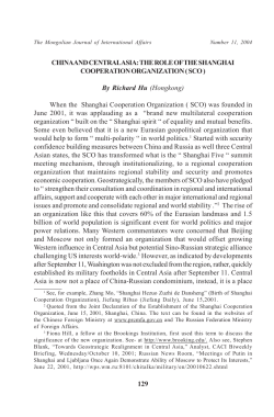 129 CHINA AND CENTRAL ASIA: THE ROLE OF THE SHANGHAI