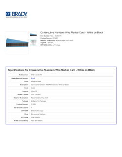 Consecutive Numbers Wire Marker Card White on Black