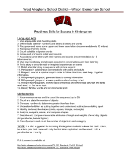 Kindergarten Readiness Skills - West Allegheny School District