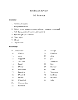 Final Exam Review Fall Semester