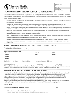 florida residency declaration for tuition purposes
