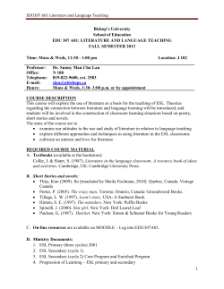 EDU307 A01 Literature and Language Teaching