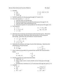 Review Sheet Advanced Function Midterm Ms. Boyle 1. Simplify