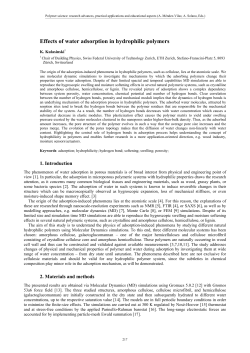 Effects of water adsorption in hydrophilic polymers