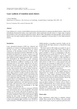 Laser synthesis of transition metal clusters