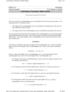 Axial Ratios, Parameters, Miller Indices