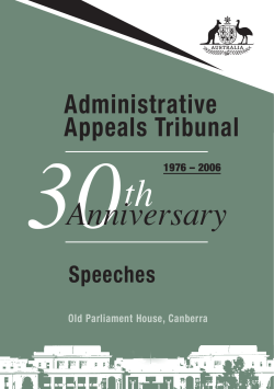 Administrative Appeals Tribunal 30th Anniversary Speeches 1976