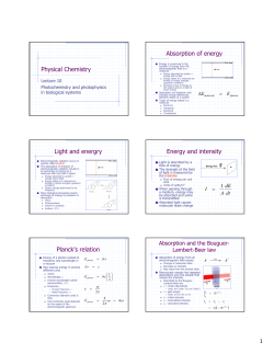 Physical Chemistry Light and energry Planck`s relation Absorption of