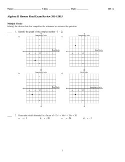 Algebra II Honors Final Exam Review 2014-2015