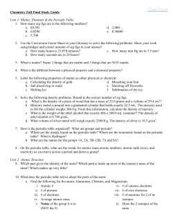 Chemistry Fall Final Study Guide Concepts