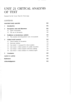 UNIT 21 CRITICAL ANALYSIS OF TEXT