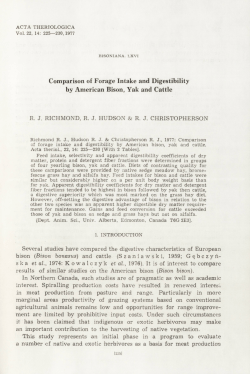 Comparison of Forage Intake and Digestibility by American Bison