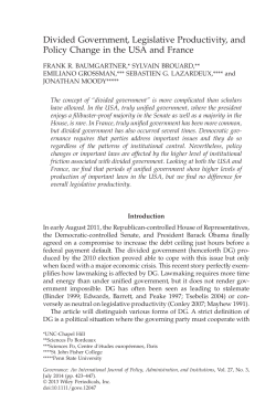 Divided Government, Legislative Productivity - UNC