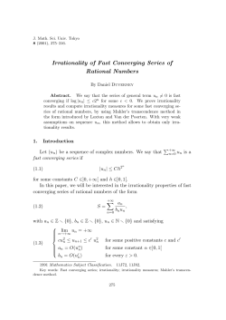 Irrationality of Fast Converging Series of Rational Numbers