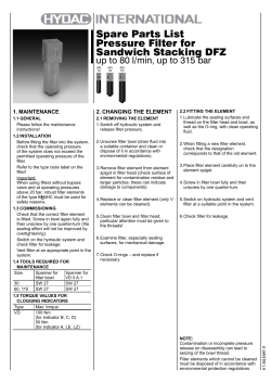 Spare Parts List Pressure Filter for Sandwich Stacking DFZ
