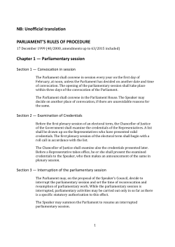 Parliament`s Rules of Procedure