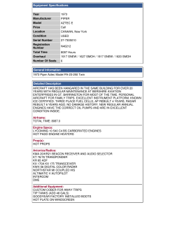 Equipment Specifications Year 1973