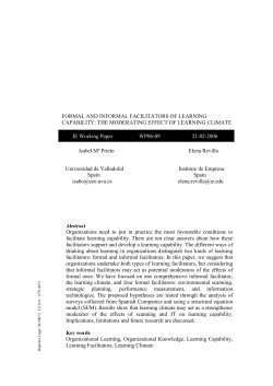 FORMAL AND INFORMAL FACILITATORS OF LEARNING