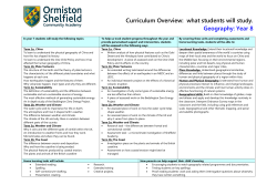 Geography Curriculum Yr 8