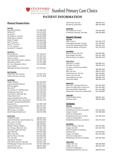 Physical Therapy Clinics - Stanford Internal Medicine