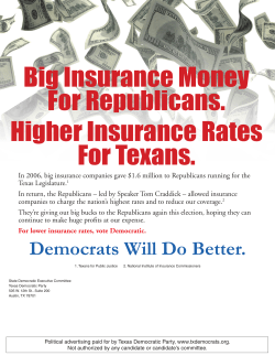 Big Insurance Money For Republicans. Higher Insurance Rates For