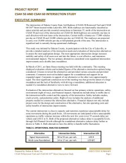 PROJECT REPORT CSAH 50 AND CSAH 60 INTERSECTION