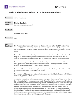 Topics in Visual Art and Culture : Art in Contemporary Culture