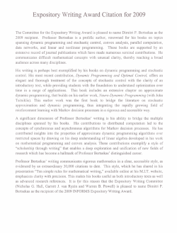 2009 INFORMS expository writing award