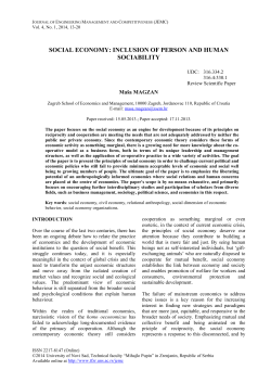 social economy: inclusion of person and human sociability