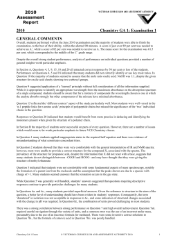 2010 Assessment Report 2010 Chemistry GA 1: Examination 1