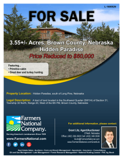 3.55+/- Acres, Brown County, Nebraska Hidden Paradise Price