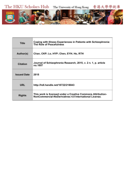 Coping with Illness Experiences in Patients with Schizophrenia: The