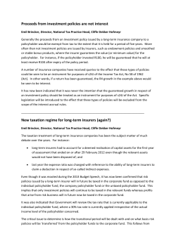 Proceeds from investment policies are not interest New taxation