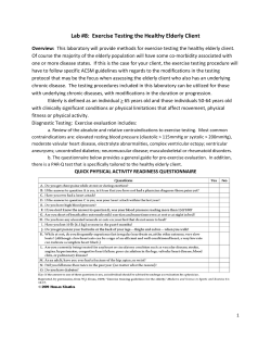 Lab #8: Exercise Testing the Healthy Elderly Client