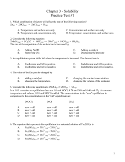 Chapter 3 - Solubility Practice Test #1