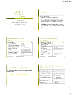 MLA Style of Documentation - STLCC.edu :: Users` Server