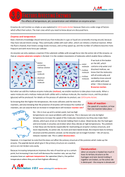 Rate of reaction Denaturation