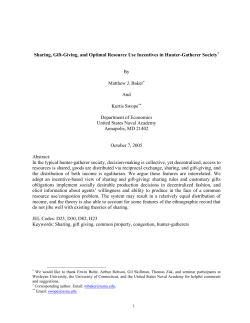Sharing, Gift-Giving, and Optimal Resource Use Incentives in Hunter