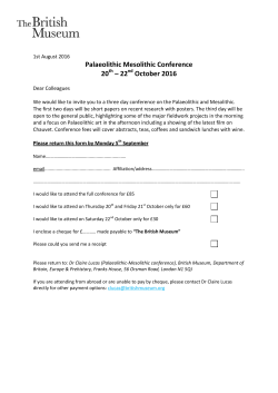 Palaeolithic Mesolithic Conference 20 &ndash; 22 October 2016