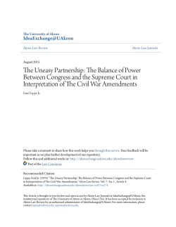 The Uneasy Partnership: The Balance of Power Between Congress