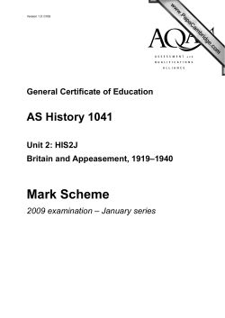 GCE AS History Unit 2J - Britain and Appeasement, 1919&ndash;1940