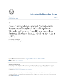 Notes: The Eighth Amendment Proportionality Requirement